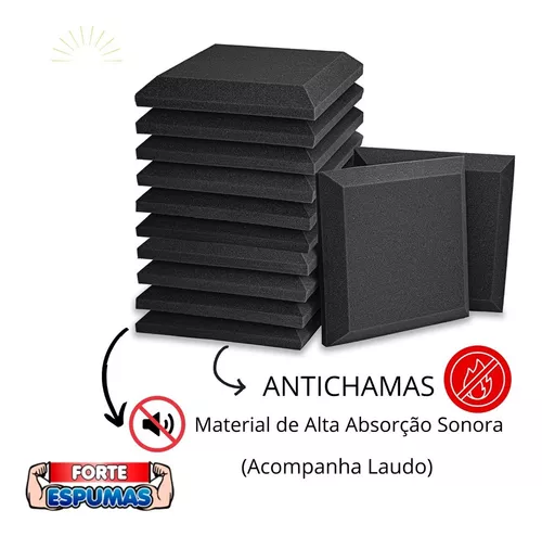 Espuma Acústica Kit C/ 10 Pçs 50cm X 50cm X 2cm Lisa - Image 4